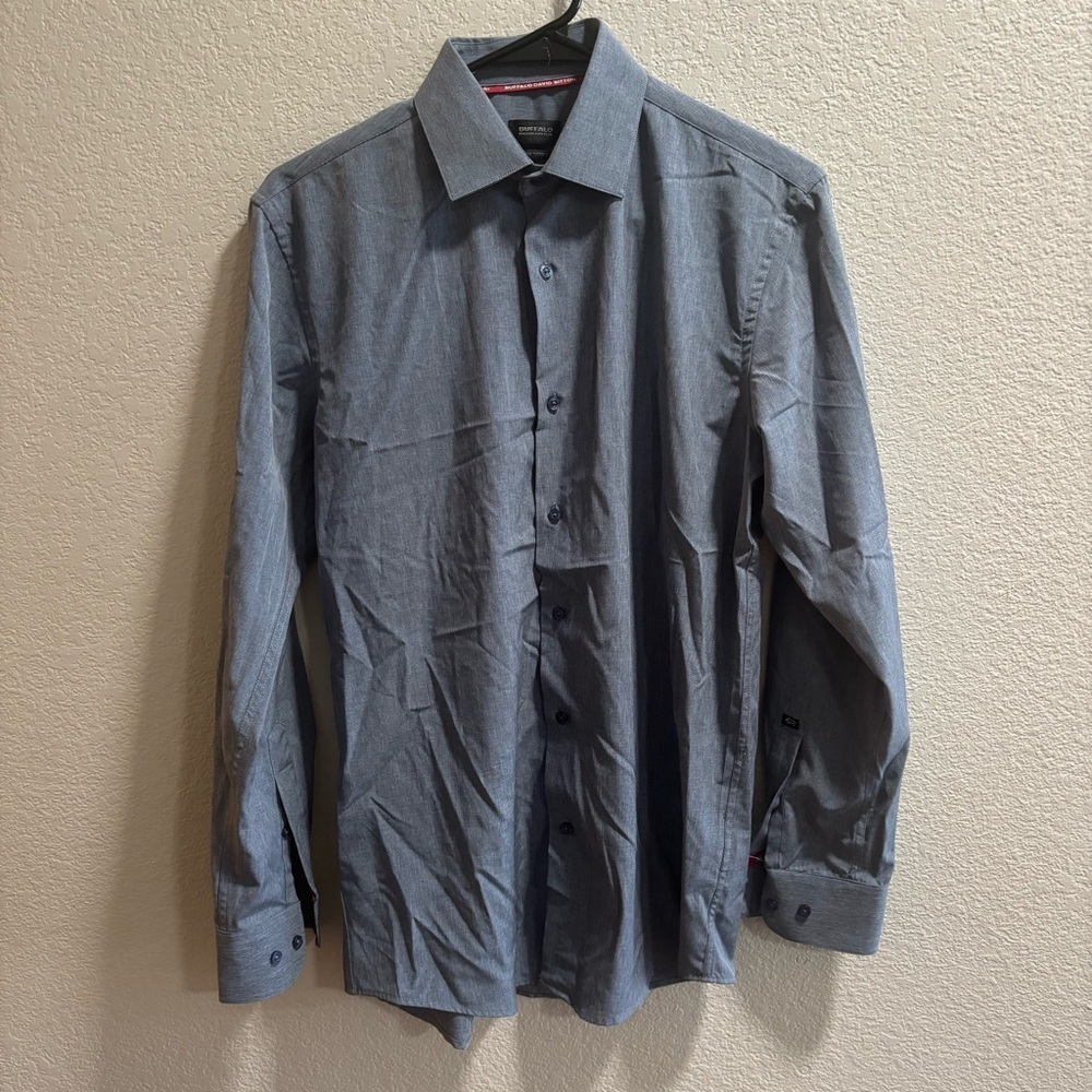 Men's Blue Button-Up Shirt Buffalo David Bitton